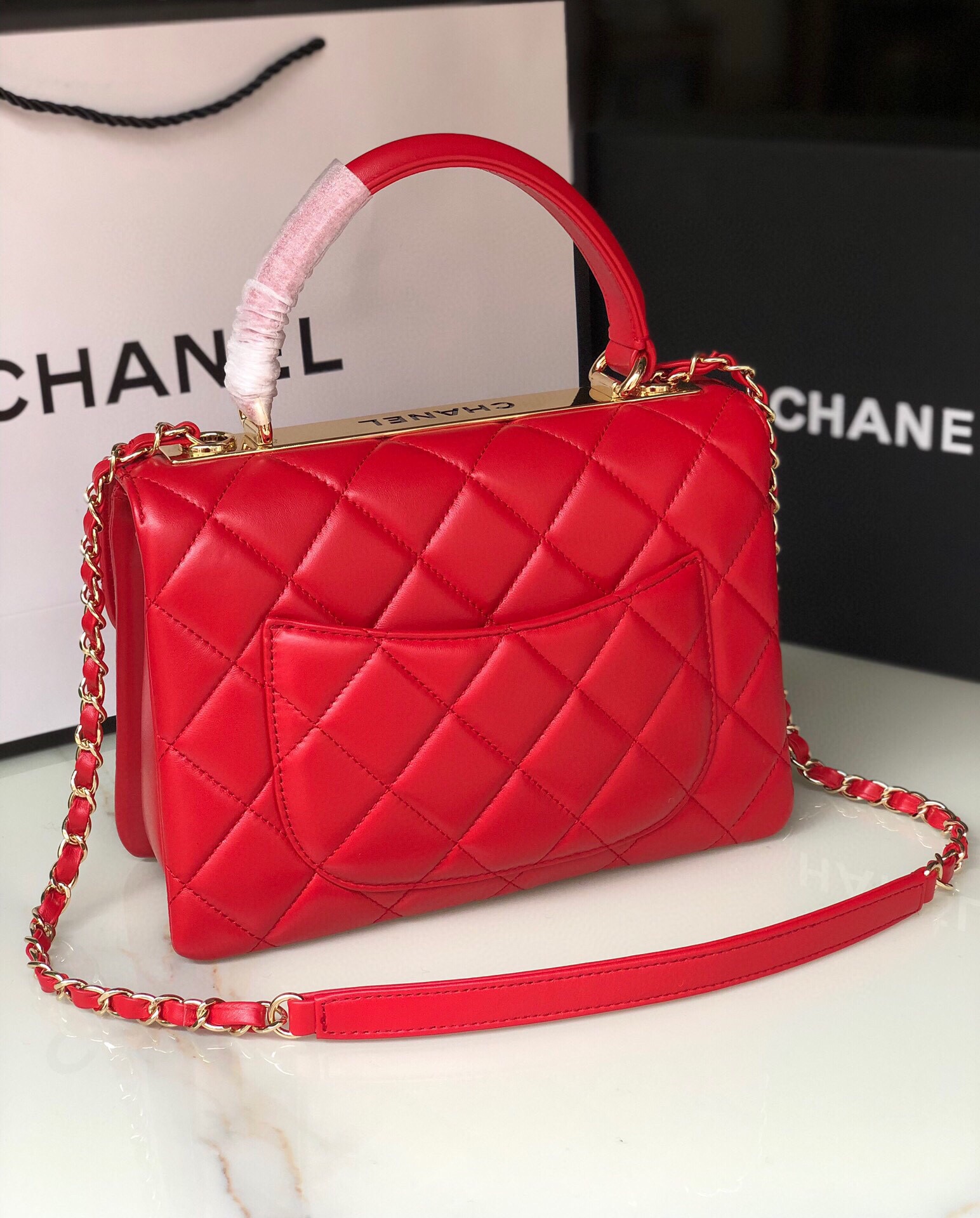 [TOP] CHANEL Trendy CC Handle Bag 25×12×17CM - Red&GHW