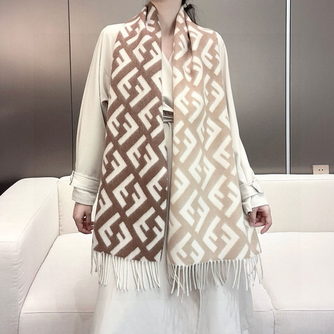 [TOP] FENDI FF Cashmere Scarf 180x35cm - 2 Colors