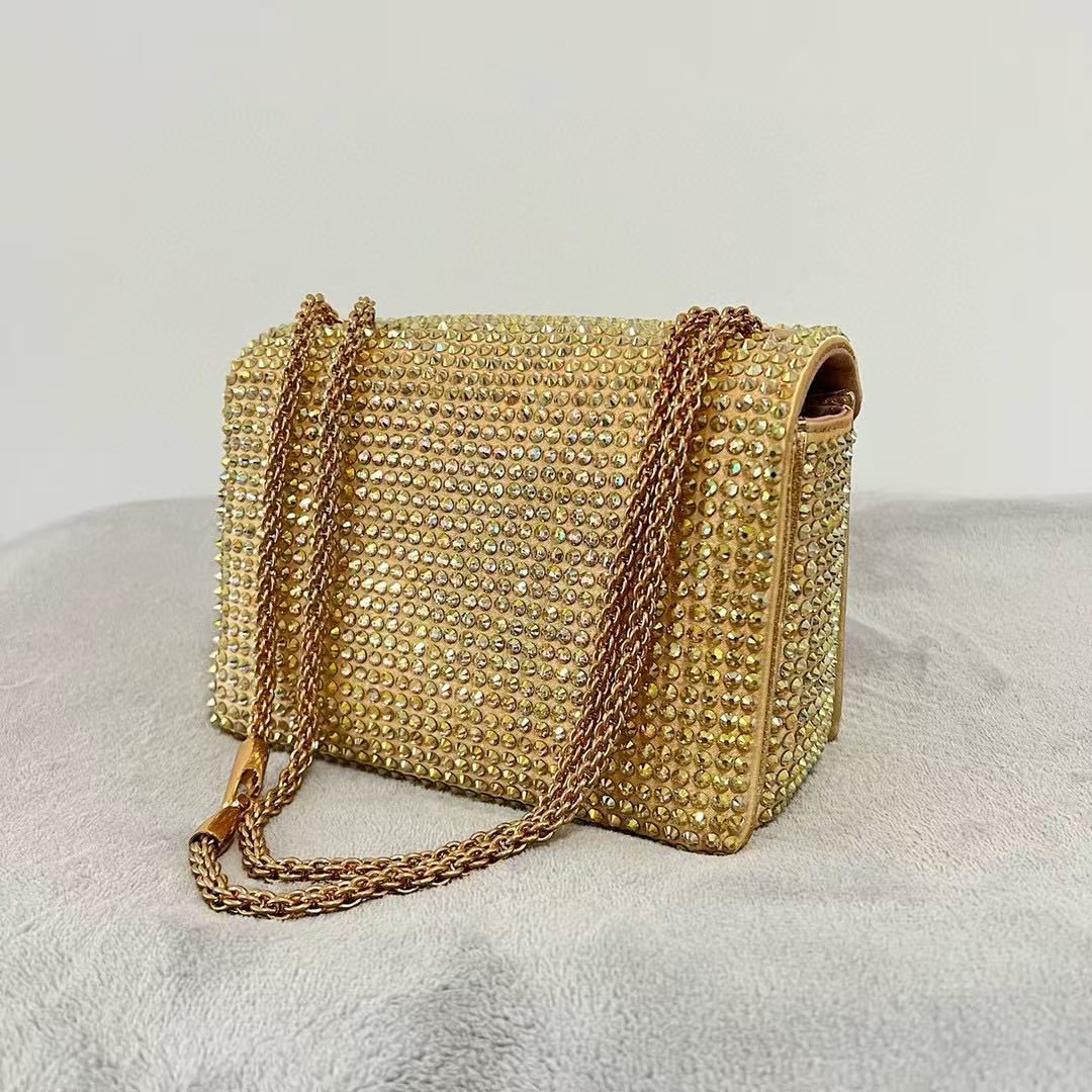 [TOP] VALENTINO One Stud Bag Embroidered Handbag 19x14x11cm - Gold