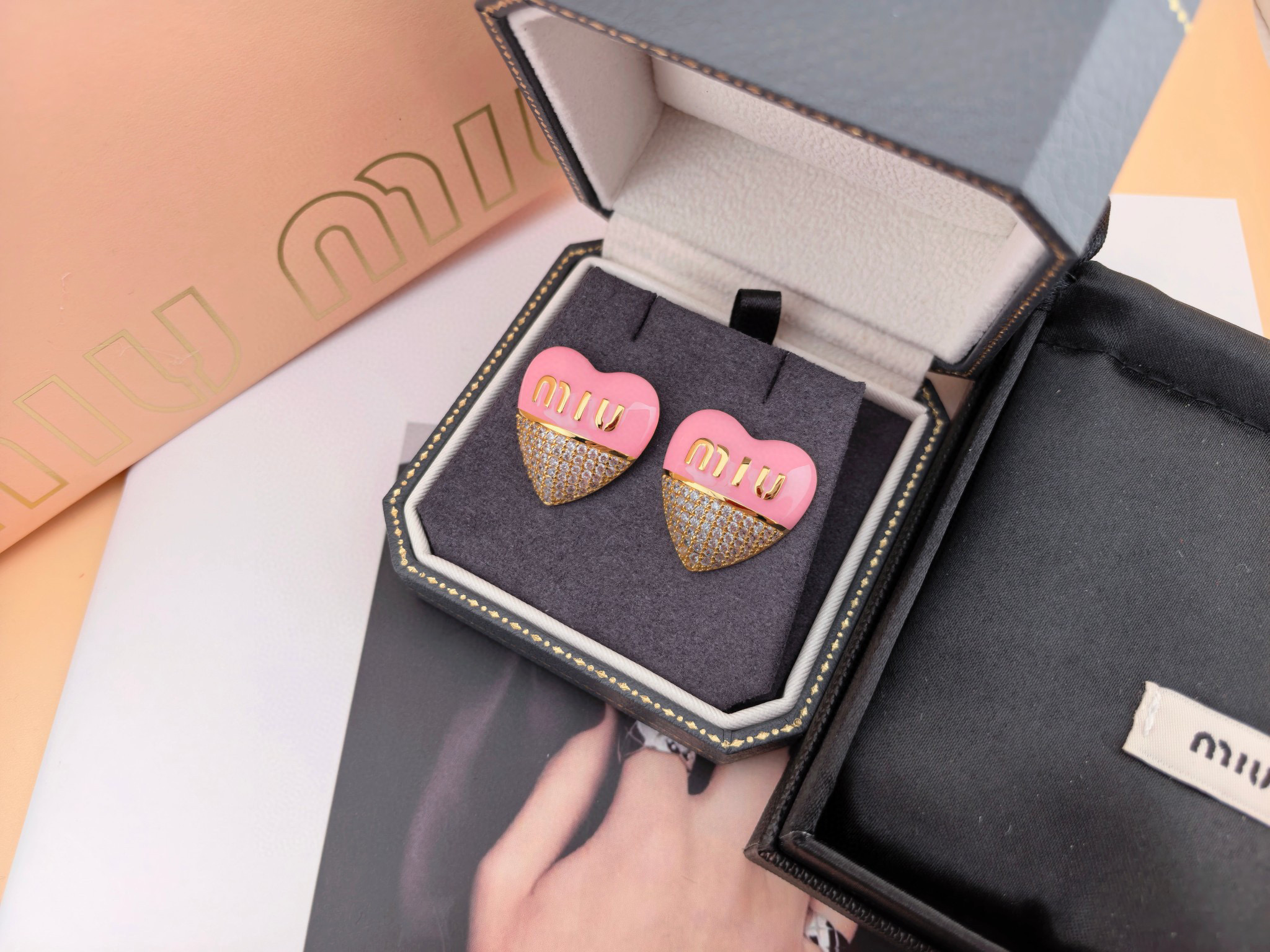 [TOP] Miu Miu Earrings - Pink and Gold
