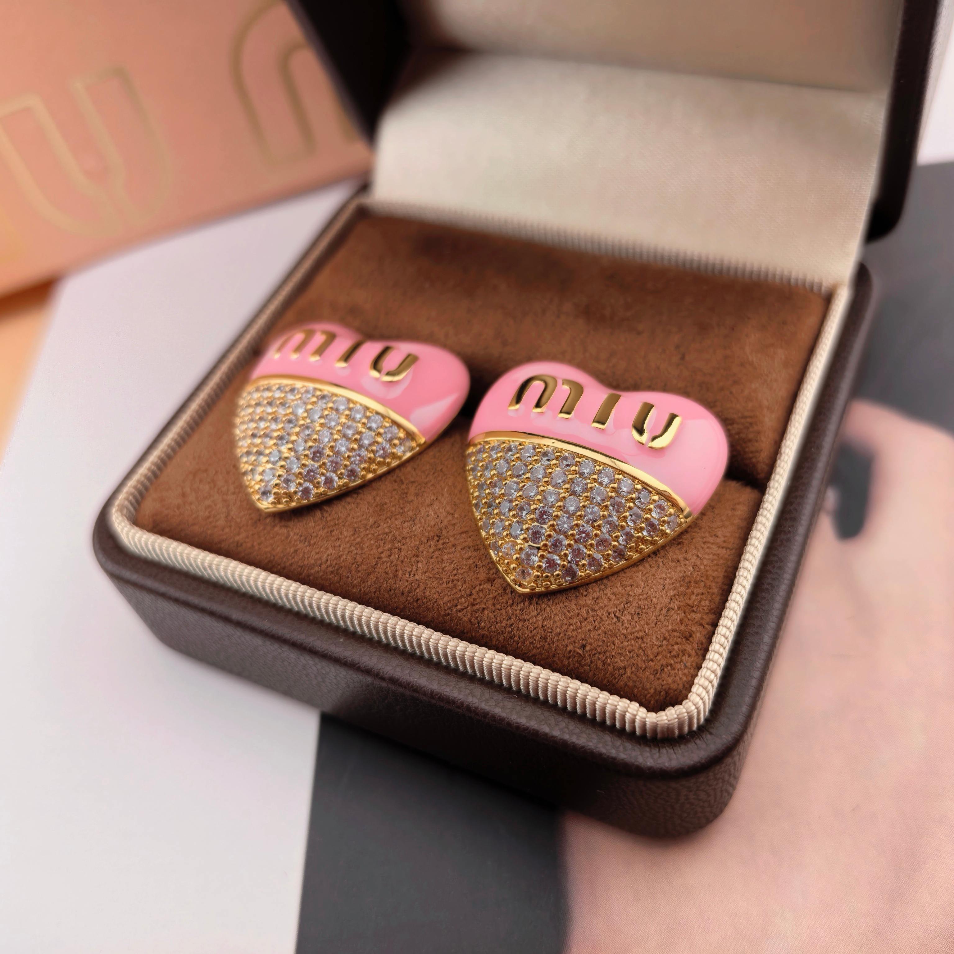 [TOP] Miu Miu Earrings - Pink and Gold