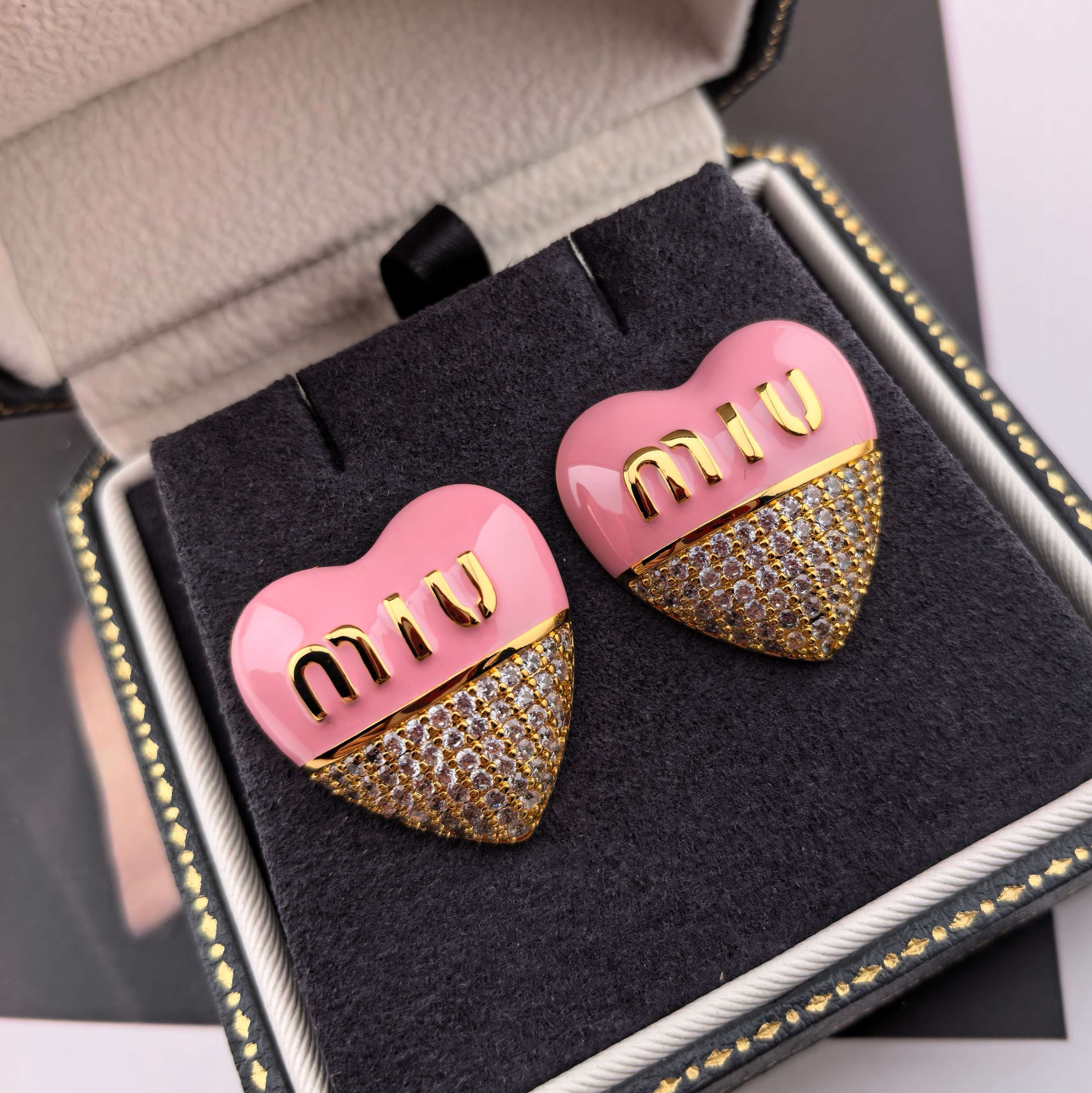 [TOP] Miu Miu Earrings - Pink and Gold