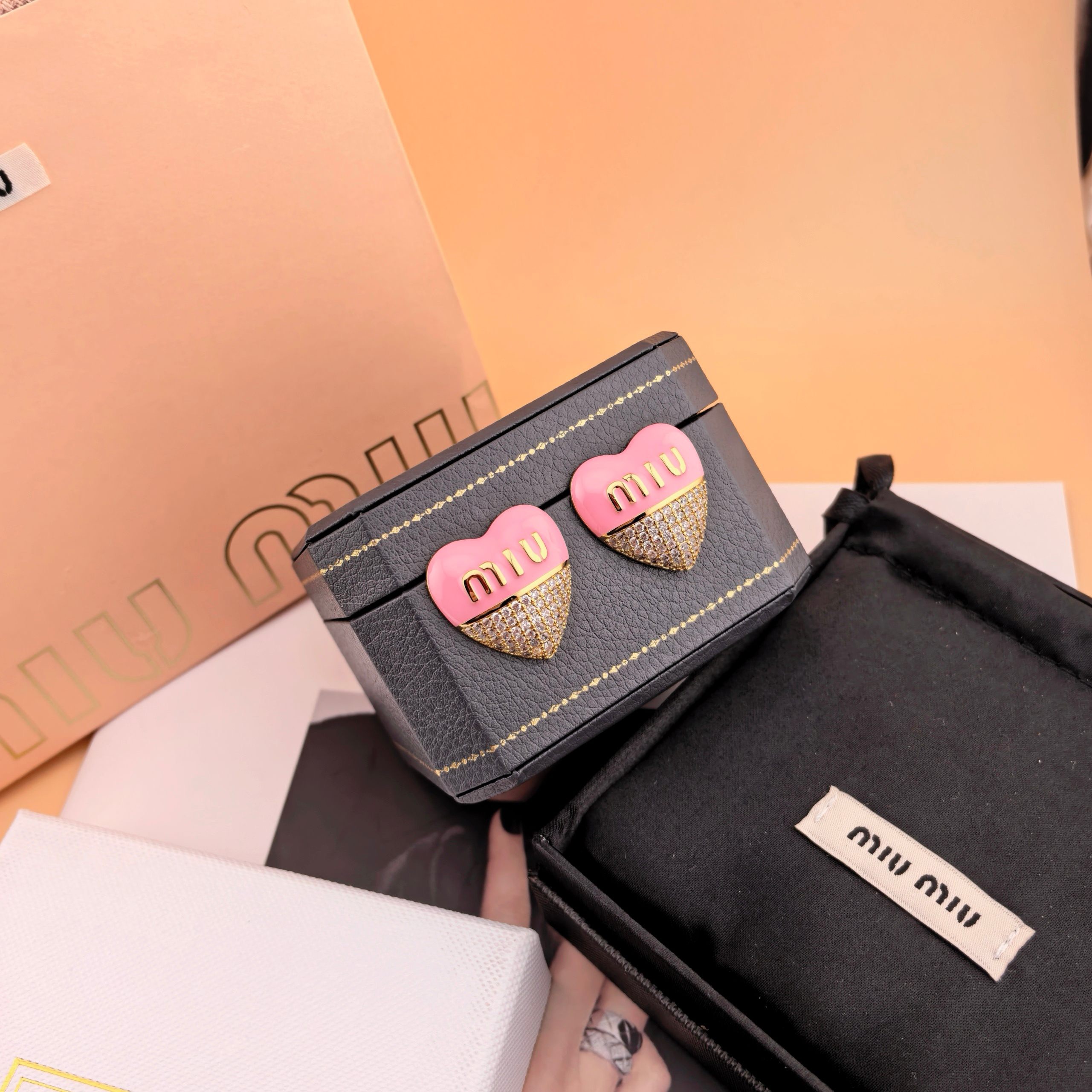 [TOP] Miu Miu Earrings - Pink and Gold