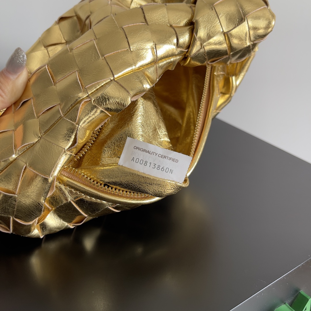[TOP] Bottega Veneta BV Jodie Bag 26x13x8.5cm /36×21×13cm- Gold/Silver