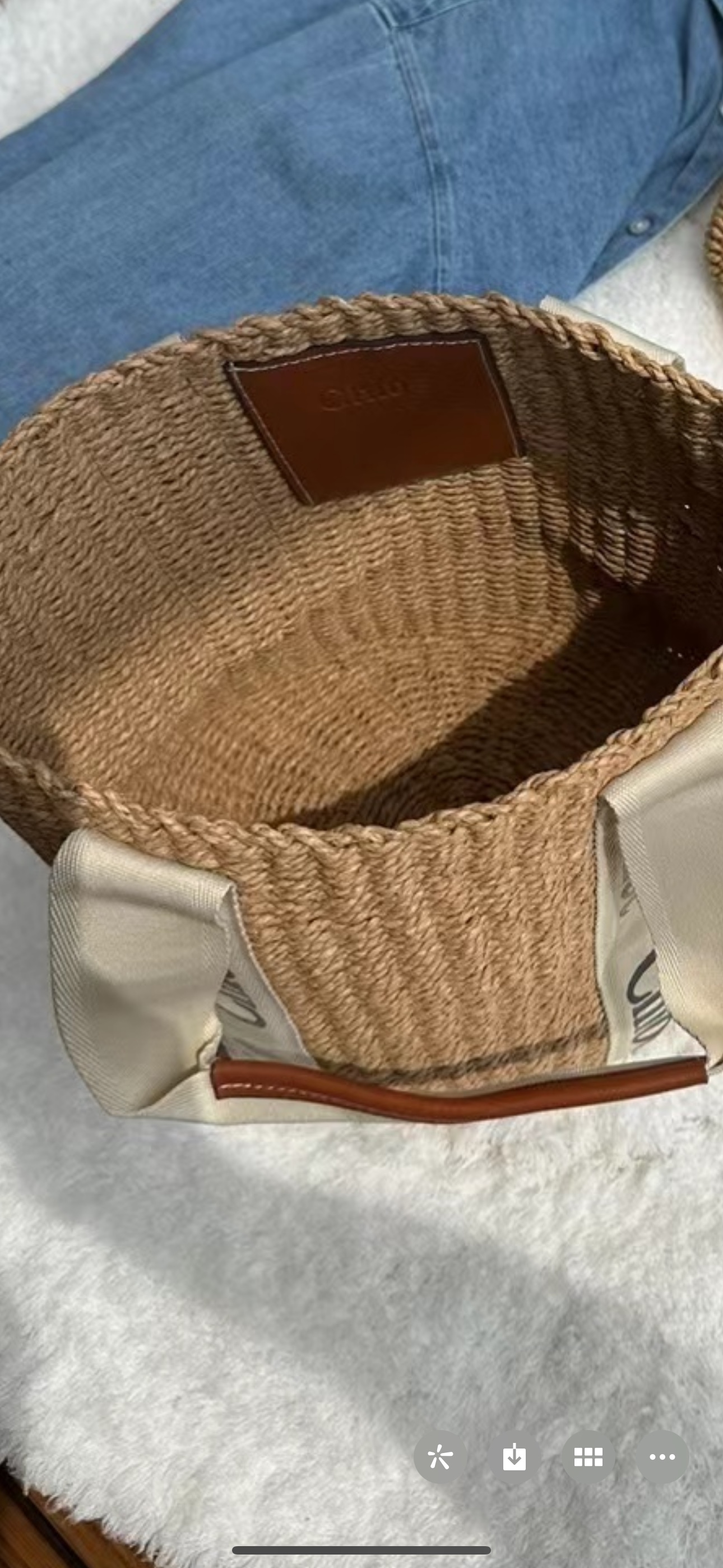 [TOP] Chloe Large Woody Tote Bag (38-20)x28cm - Beige