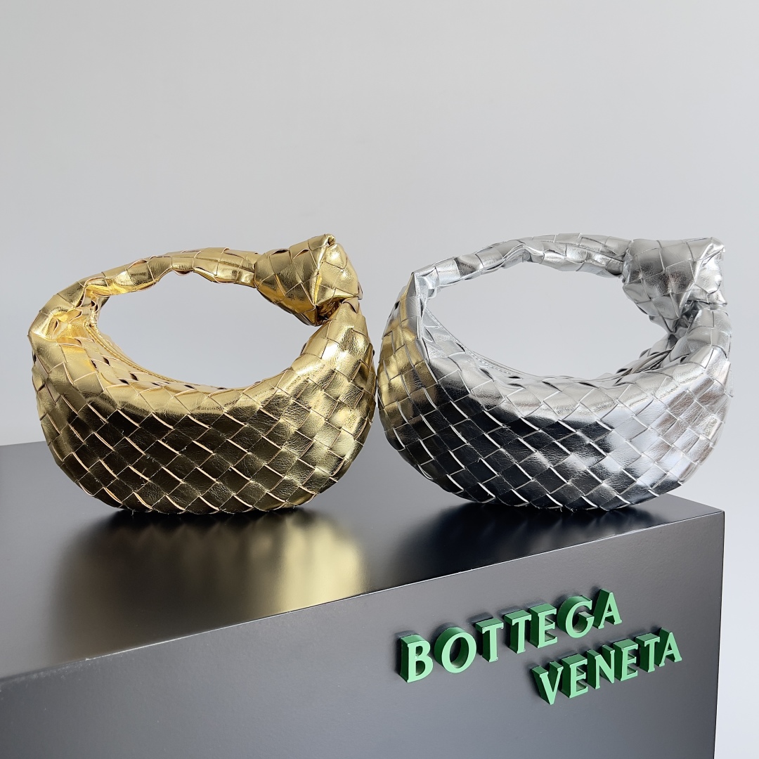 [TOP] Bottega Veneta BV Jodie Bag 26x13x8.5cm /36×21×13cm- Gold/Silver