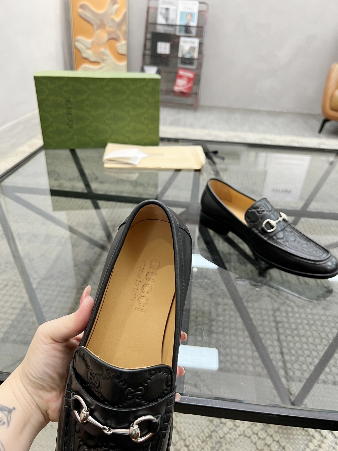 [TOP] GUCCI Men's Casual Leather Shoes - Black