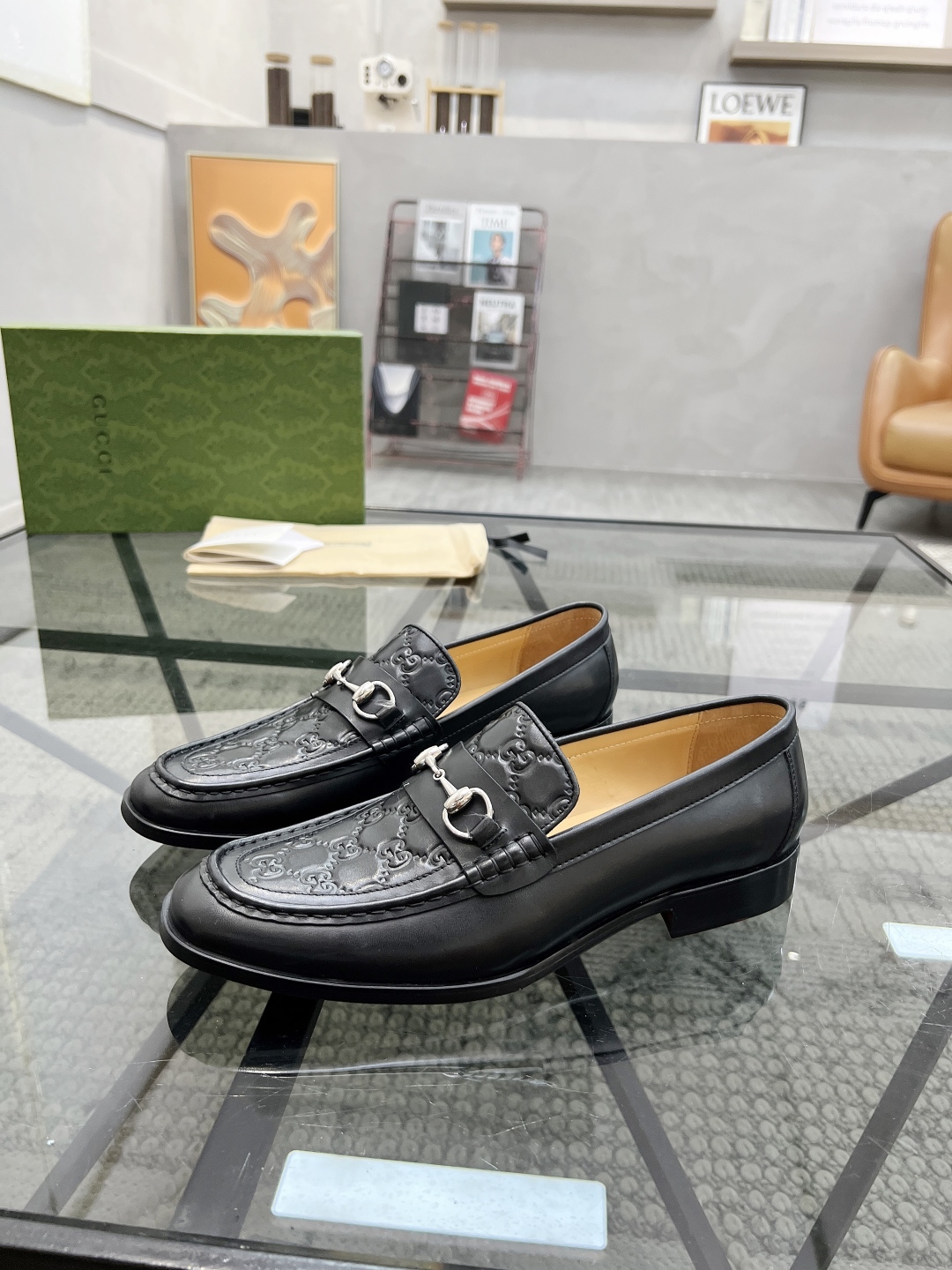 [TOP] GUCCI Men's Casual Leather Shoes - Black