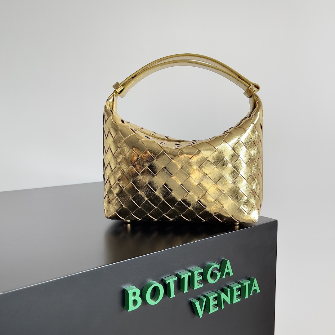 [TOP] Bottega Veneta BV Nappa Bag Lambskin 22x13x9cm - Silver/Gold