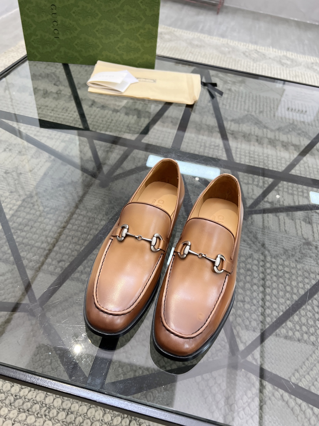 [TOP] GUCCI Men's Casual Leather Shoes - Brown