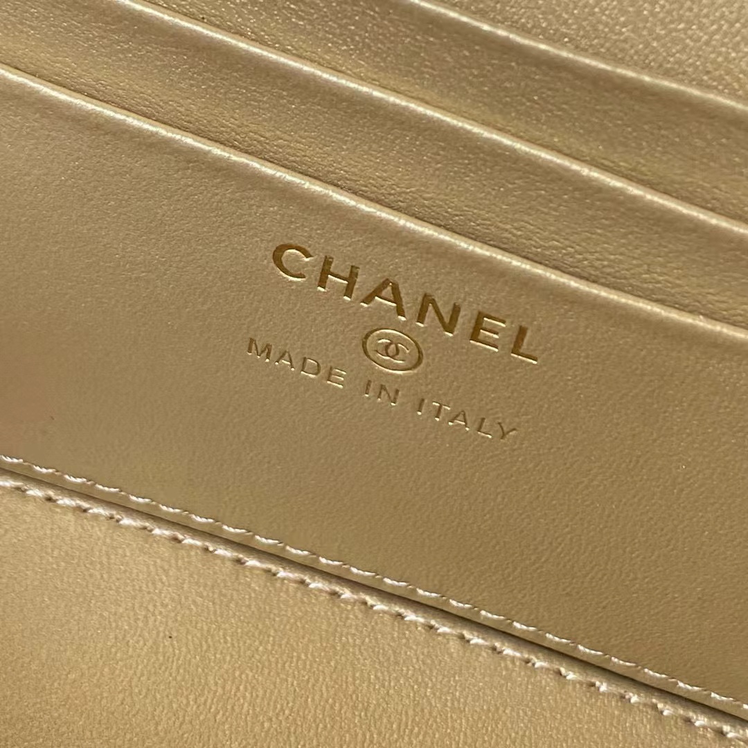 [TOP] CHANEL AP2303 Makeup Small Box Gold Chain 17*9.5*8cm - Black