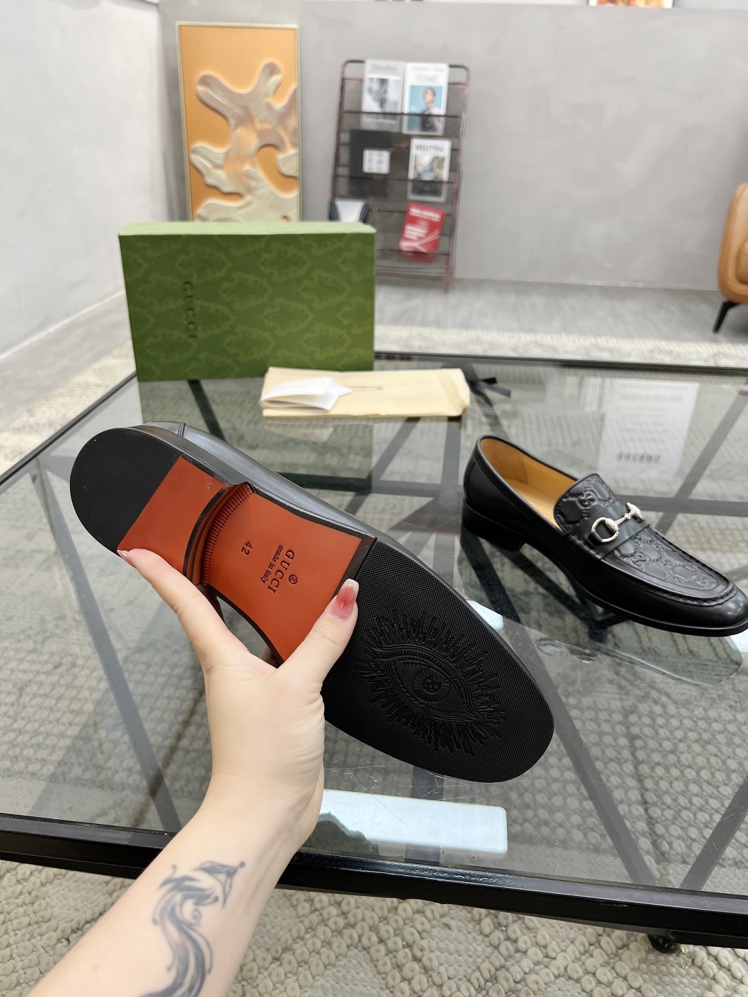 [TOP] GUCCI Men's Casual Leather Shoes - Black