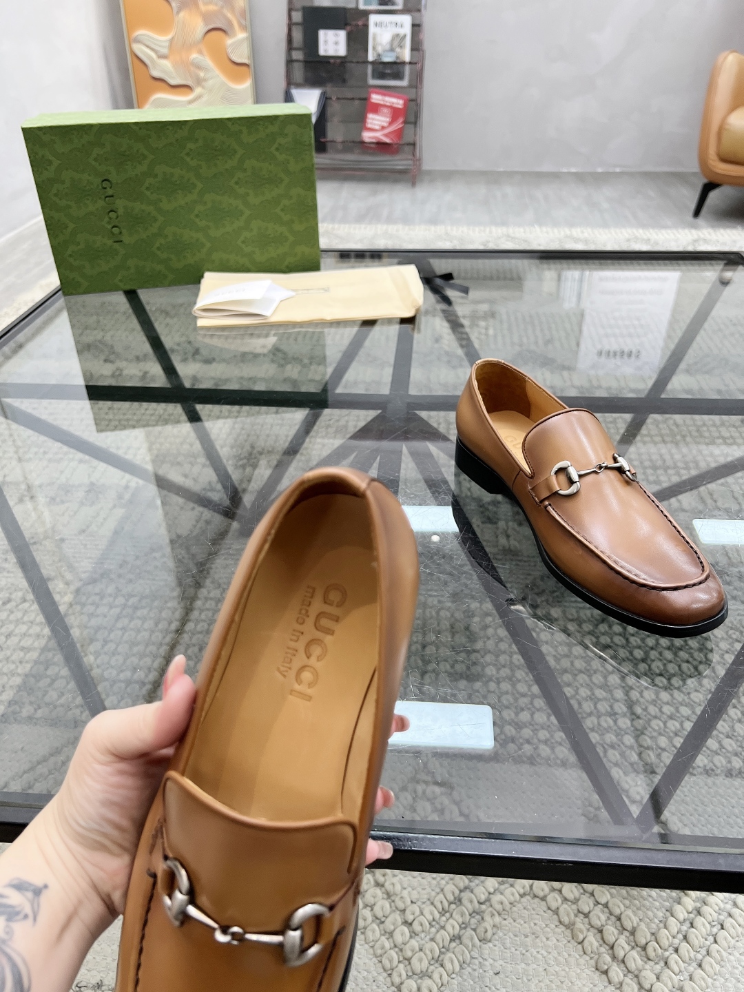 [TOP] GUCCI Men's Casual Leather Shoes - Brown