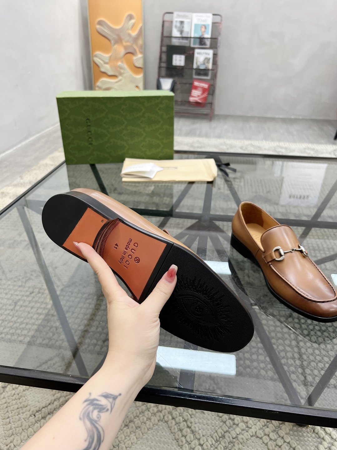 [TOP] GUCCI Men's Casual Leather Shoes - Brown