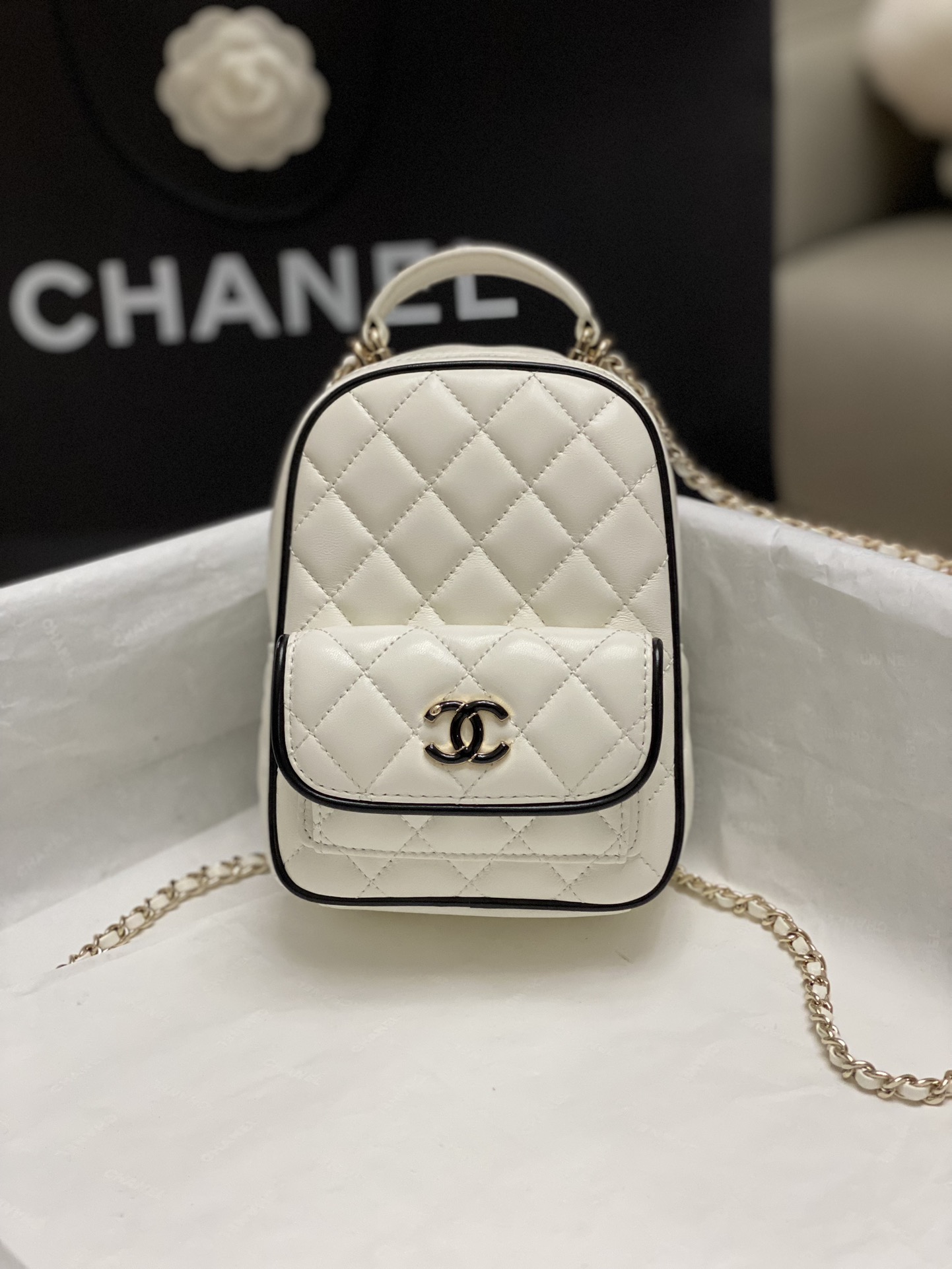 [TOP] CHANEL Backpack 18*13*9cm - 2 Color&GHW