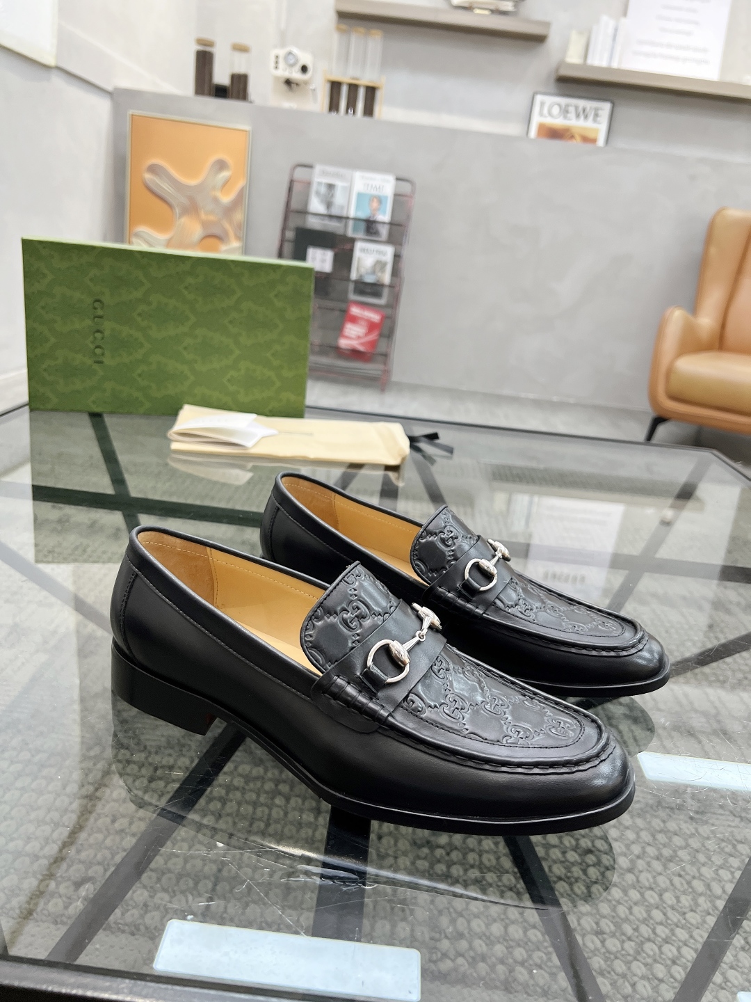 [TOP] GUCCI Men's Casual Leather Shoes - Black