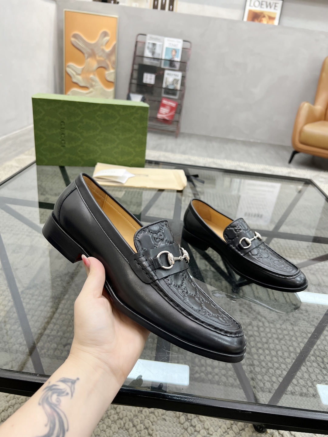 [TOP] GUCCI Men's Casual Leather Shoes - Black