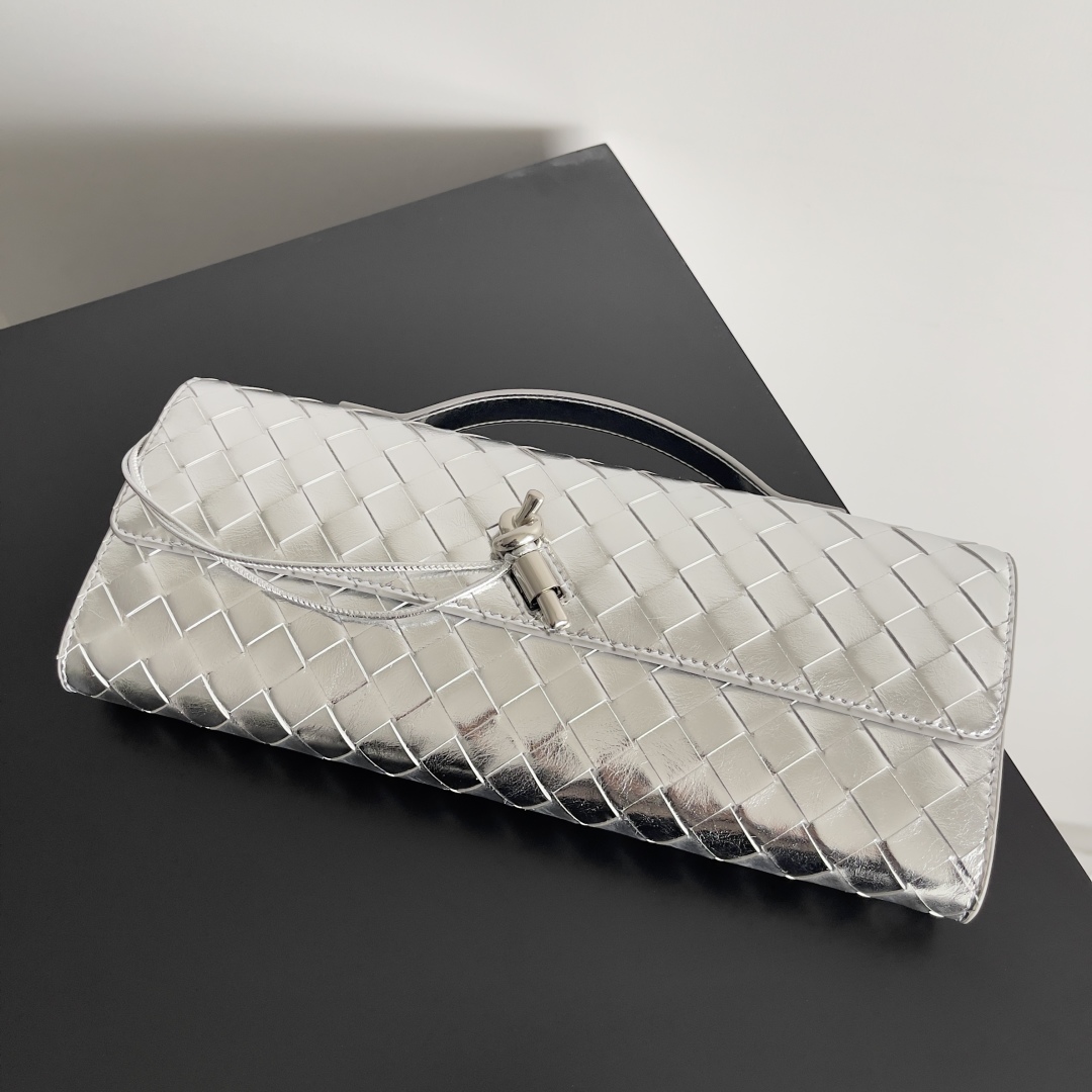 [TOP] Bottega Veneta BV Andiamo Evening Clutch Bag 31*13*3cm - Gold/ Silver