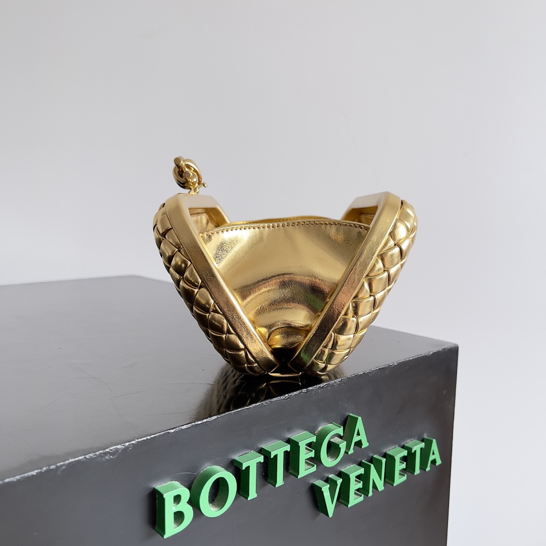[TOP] Bottega Veneta BV Evening Clutch Bag 20.5x6x12.5cm - Gold/ Silver