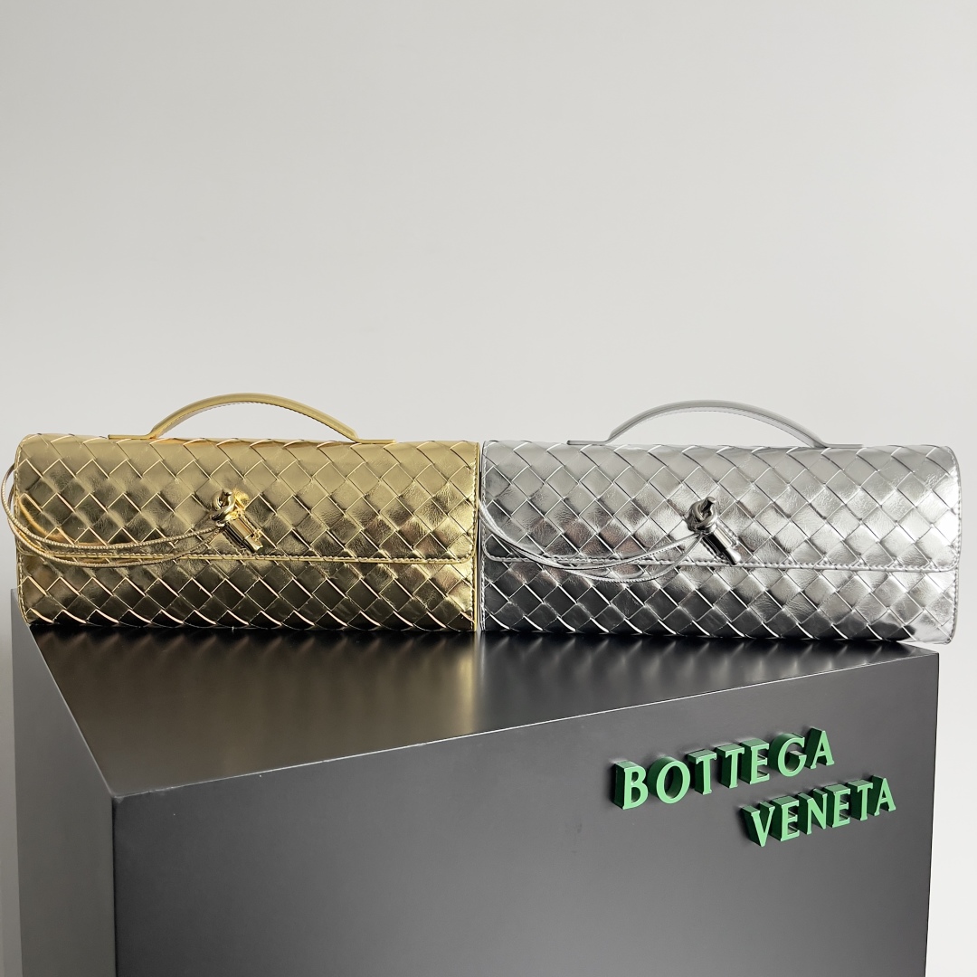 [TOP] Bottega Veneta BV Andiamo Evening Clutch Bag 31*13*3cm - Gold/ Silver
