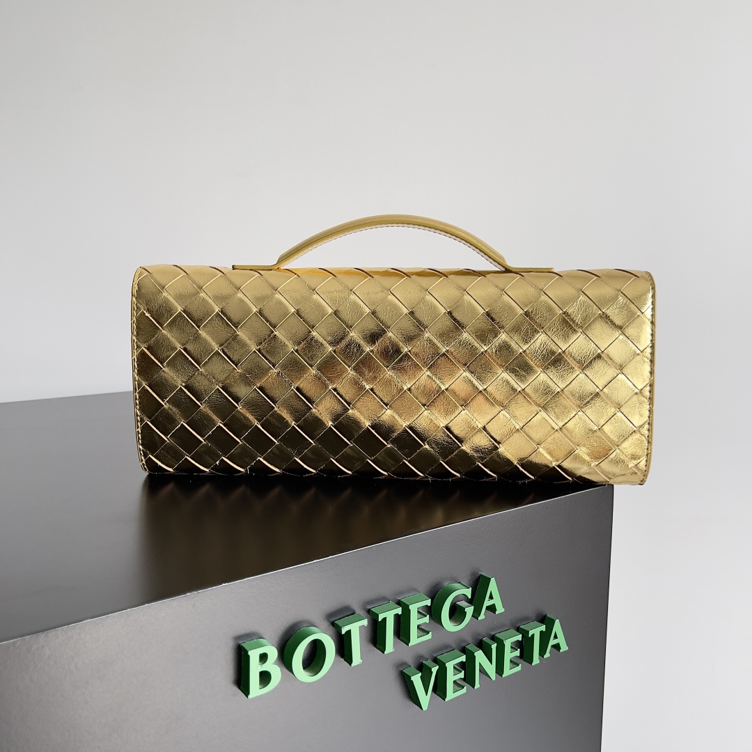 [TOP] Bottega Veneta BV Andiamo Evening Clutch Bag 31*13*3cm - Gold/ Silver