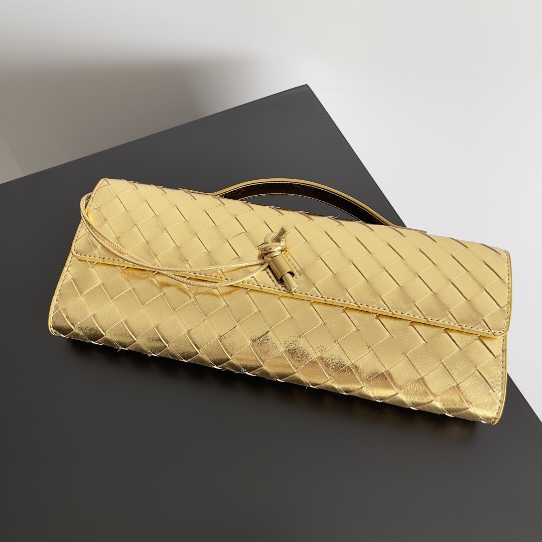 [TOP] Bottega Veneta BV Andiamo Evening Clutch Bag 31*13*3cm - Gold/ Silver