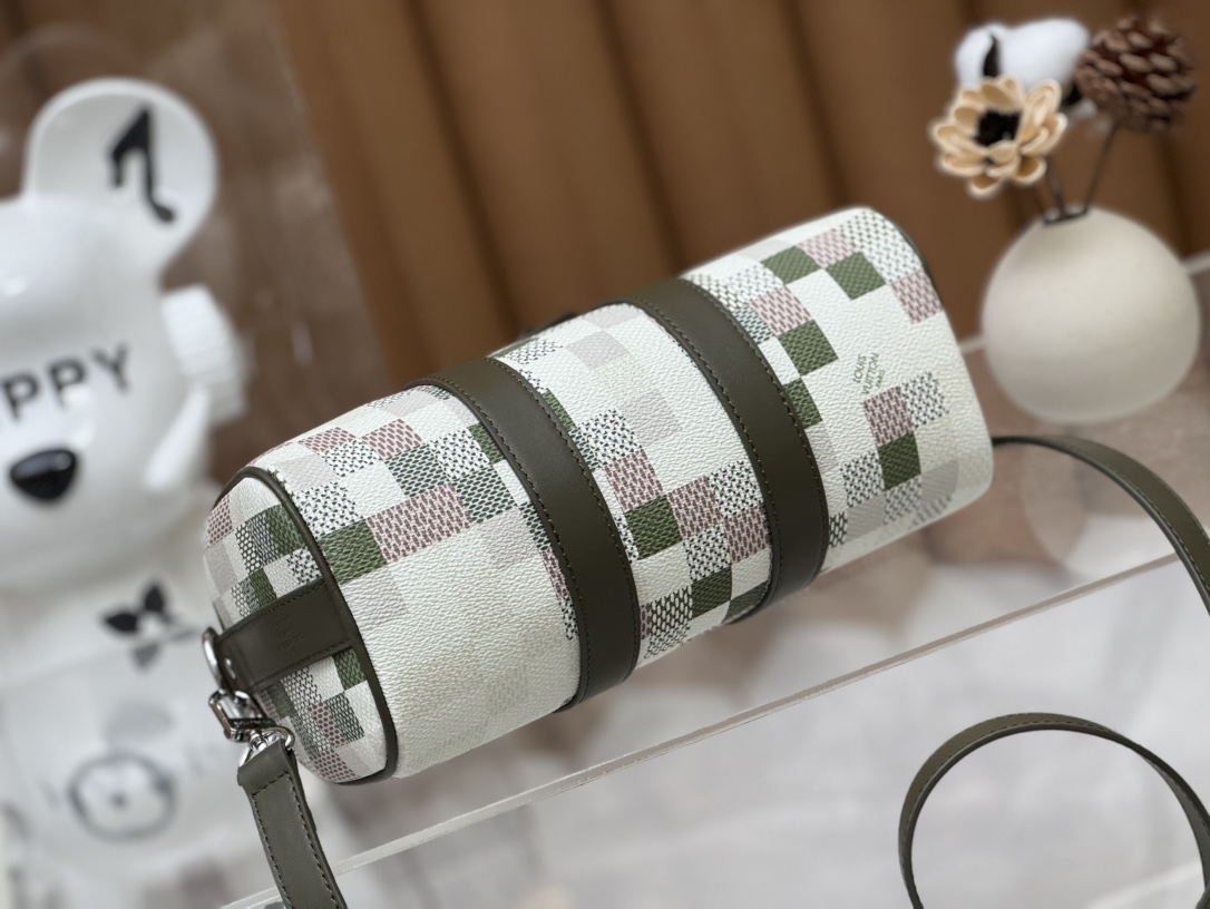 [TOP] Louis Vuitton LV Keepall Bandoulière 25 Handbag 25 x 15 x 11cm - Green and Beige