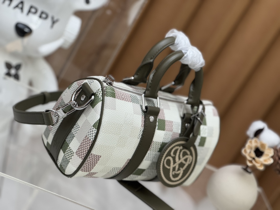 [TOP] Louis Vuitton LV Keepall Bandoulière 25 Handbag 25 x 15 x 11cm - Green and Beige