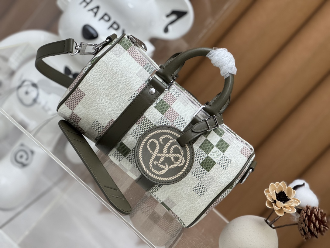 [TOP] Louis Vuitton LV Keepall Bandoulière 25 Handbag 25 x 15 x 11cm - Green and Beige