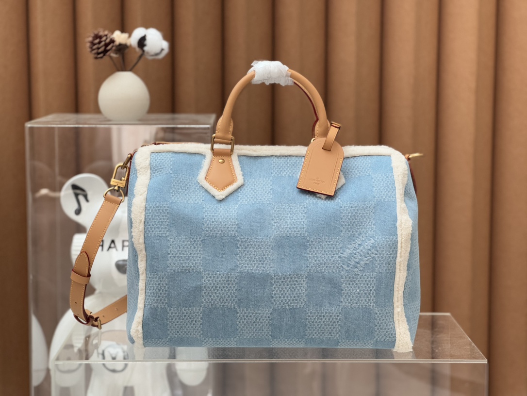 [TOP] Louis Vuitton LV Speedy 40 Bandoulière Bag Damier Denim 40 x 26 x 23 cm - Blue