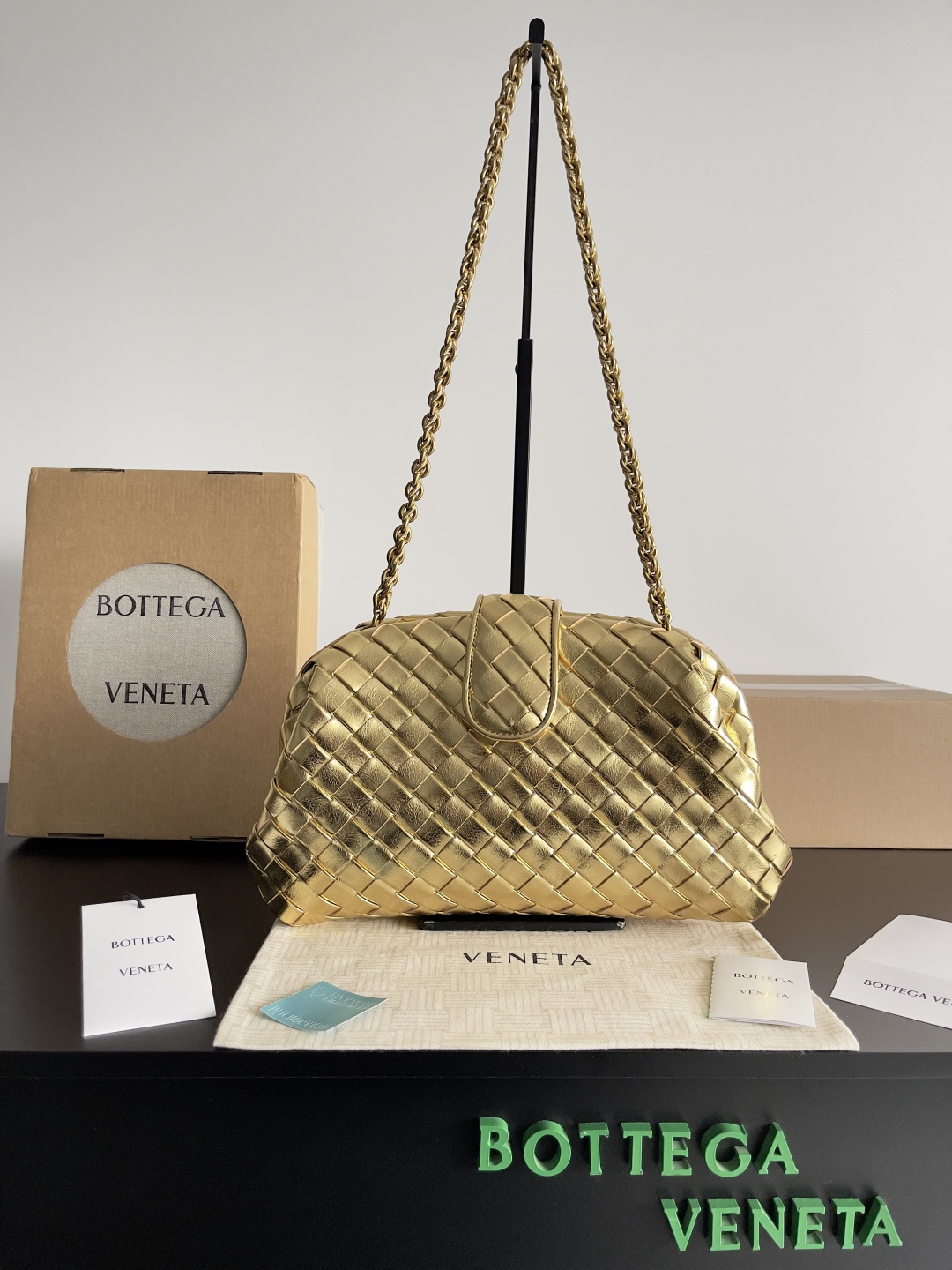 [TOP] Bottega Veneta BV Lauren 1980 Clutch Bag 27x15x8cm/31.5x16.5x11cm - Gold/Silver