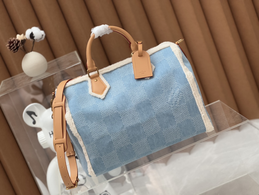 [TOP] Louis Vuitton LV Speedy 40 Bandoulière Bag Damier Denim 40 x 26 x 23 cm - Blue