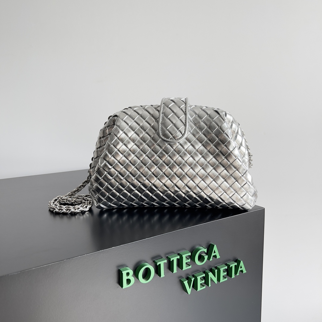 [TOP] Bottega Veneta BV Lauren 1980 Clutch Bag 27x15x8cm/31.5x16.5x11cm - Gold/Silver