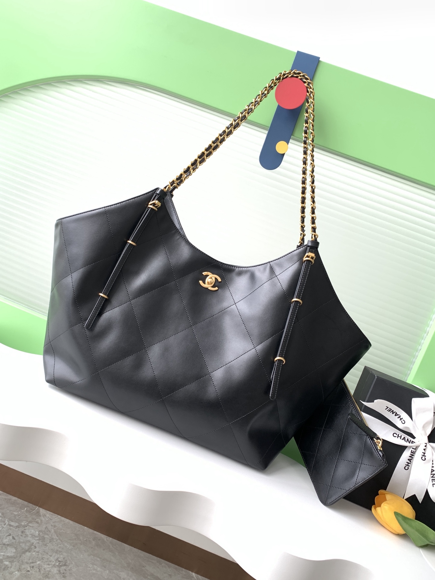 [TOP] CHANEL Tote Bag Cowhide 47*31*11cm/59*36*13cm - Black&GHW
