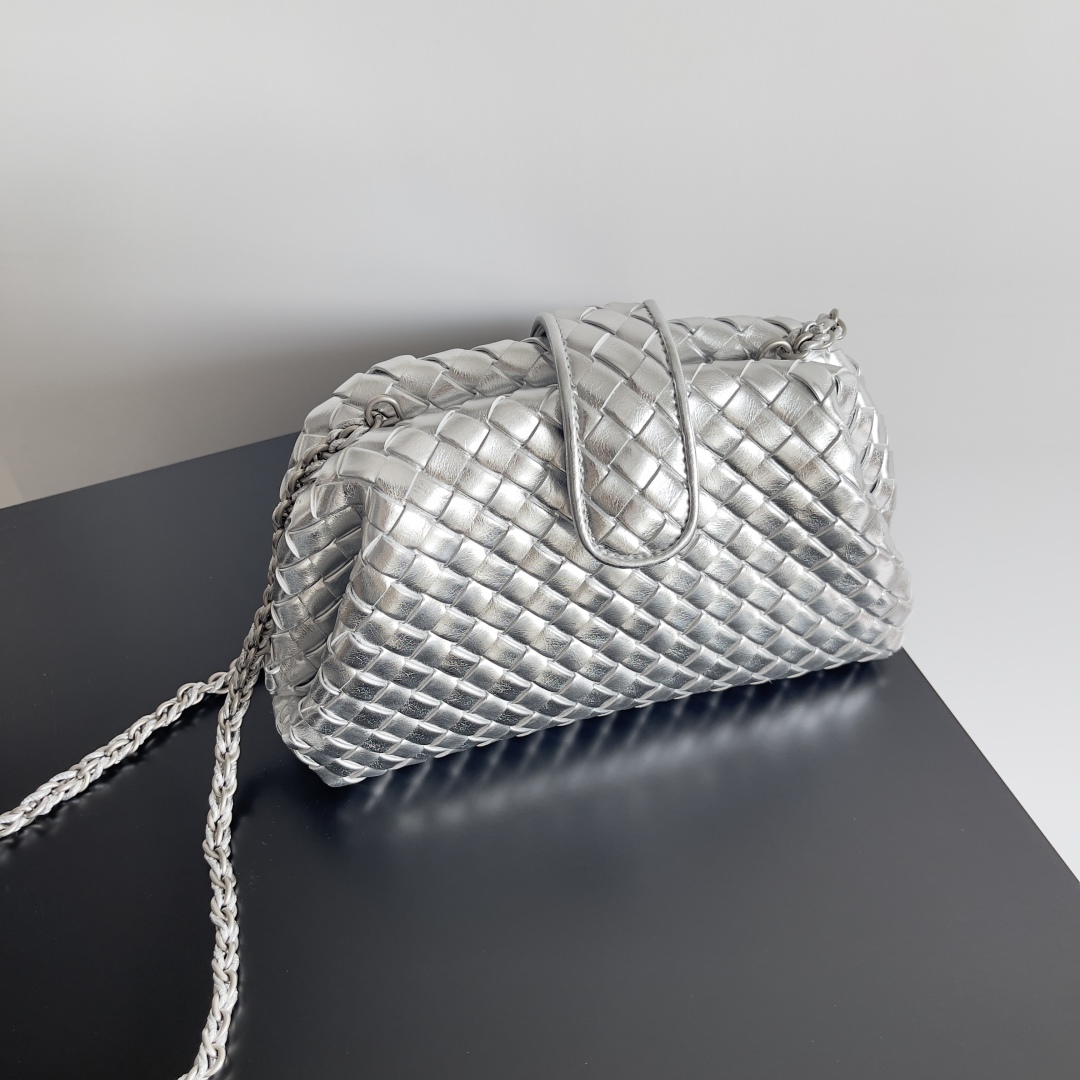 [TOP] Bottega Veneta BV Lauren 1980 Clutch Bag 27x15x8cm/31.5x16.5x11cm - Gold/Silver