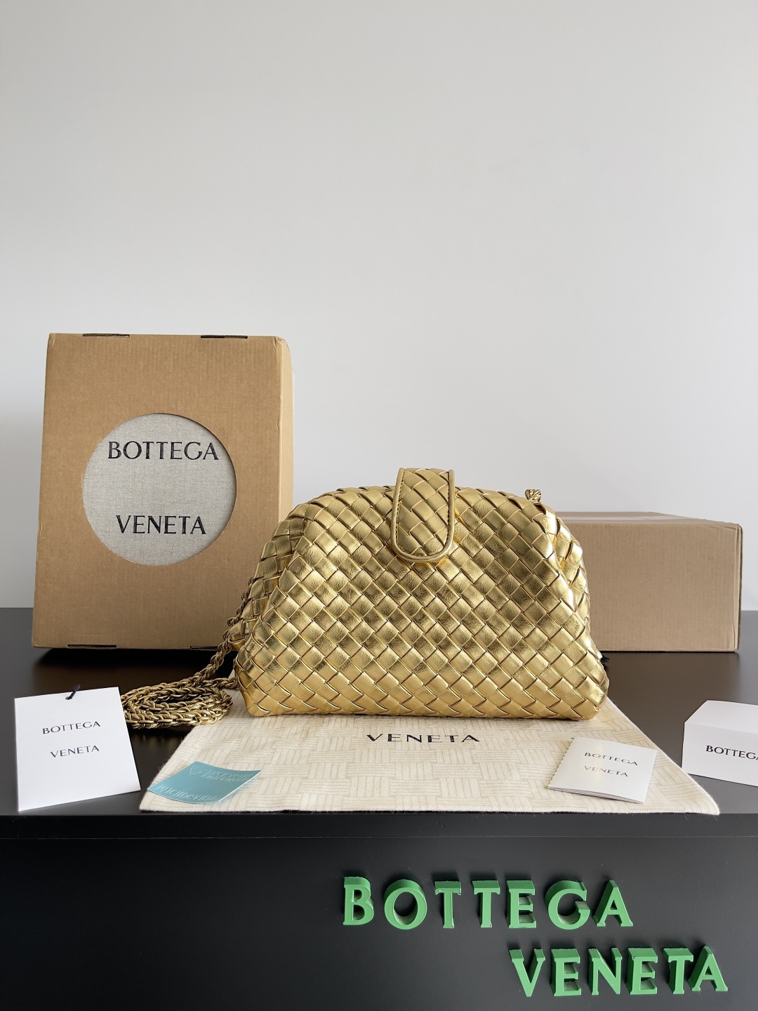 [TOP] Bottega Veneta BV Lauren 1980 Clutch Bag 27x15x8cm/31.5x16.5x11cm - Gold/Silver