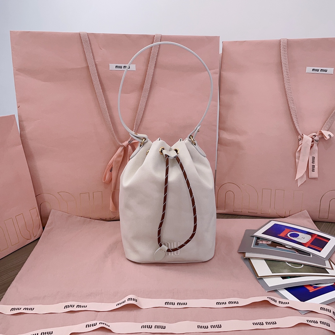 [TOP] Miu Miu Canvas Bucket Bag - 2 Color