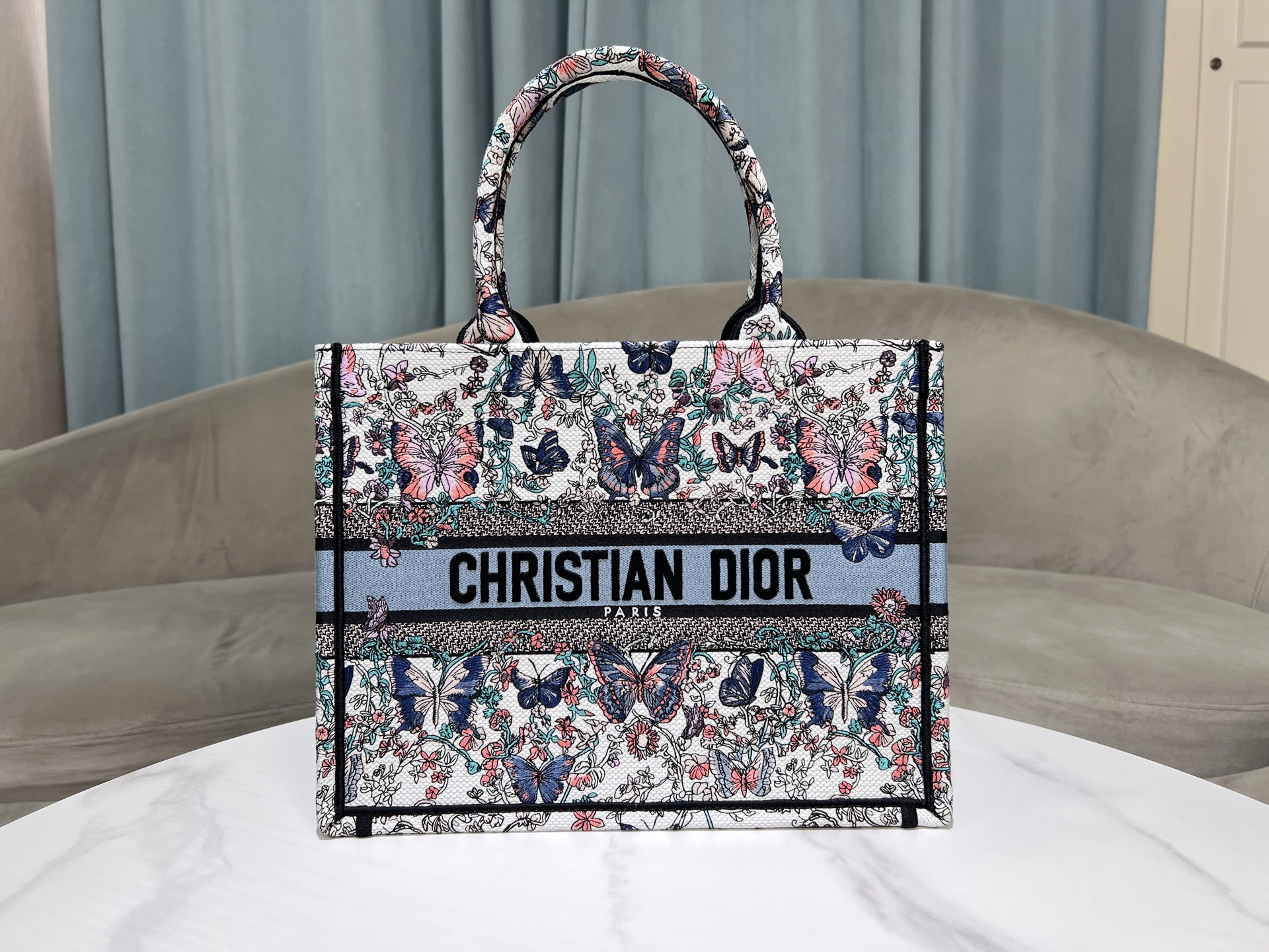 [TOP] Christian Dior  Book Tote Bag - 3 Sizes - White and Blue