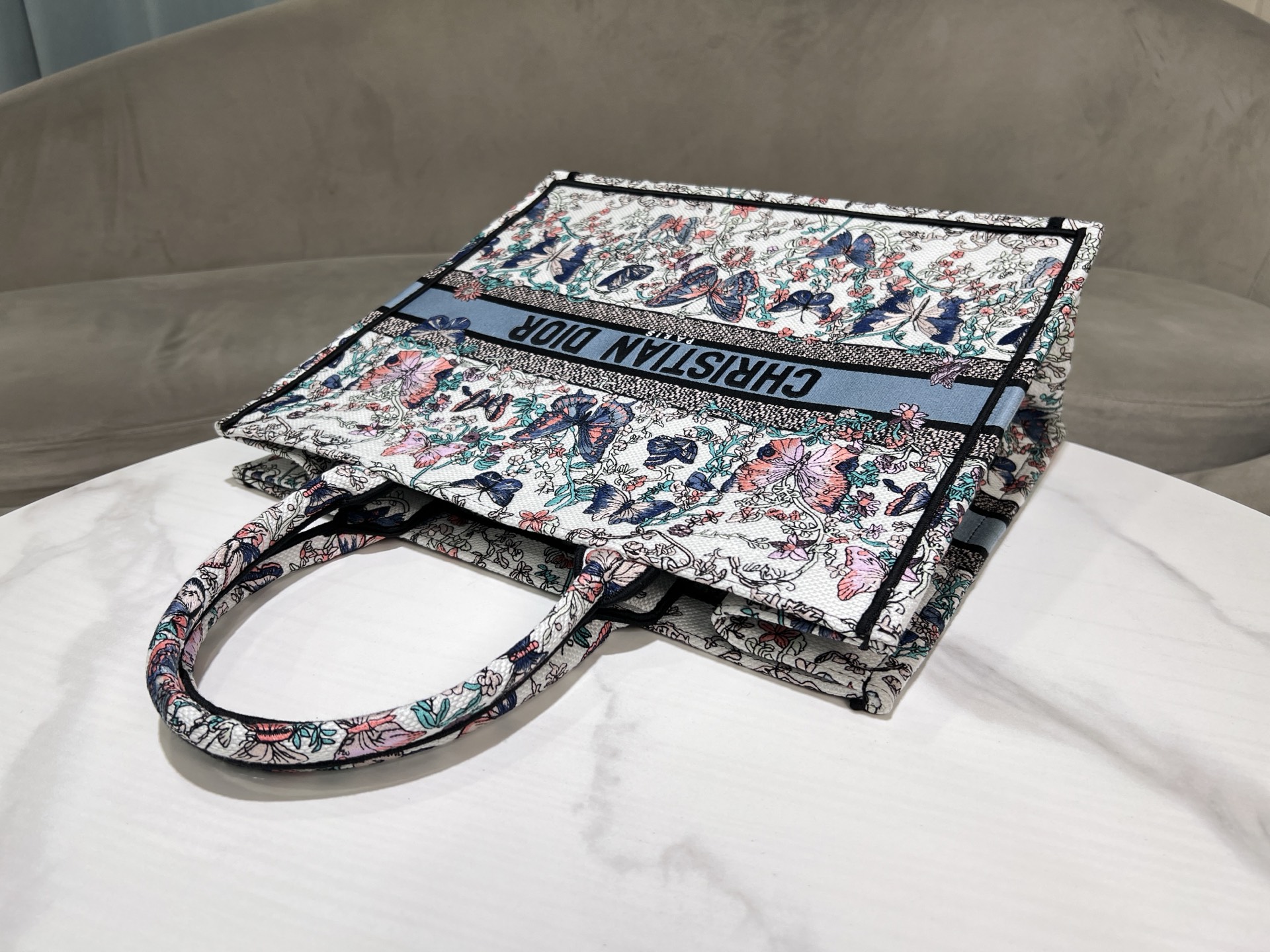 [TOP] Christian Dior  Book Tote Bag - 3 Sizes - White and Blue