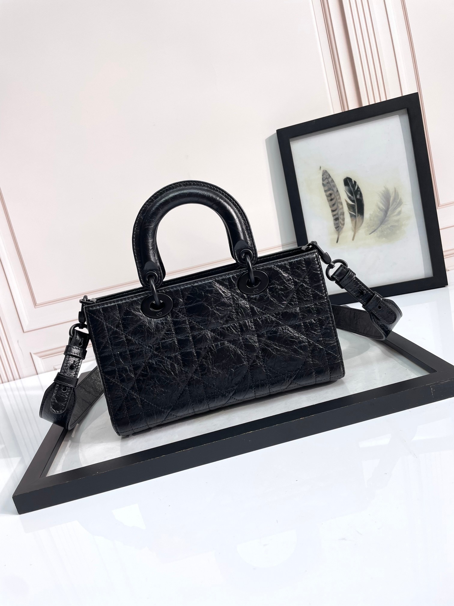 [TOP] Christian Dior Lady D-Joy Bag 26 x 15 x 8 cm  - Black