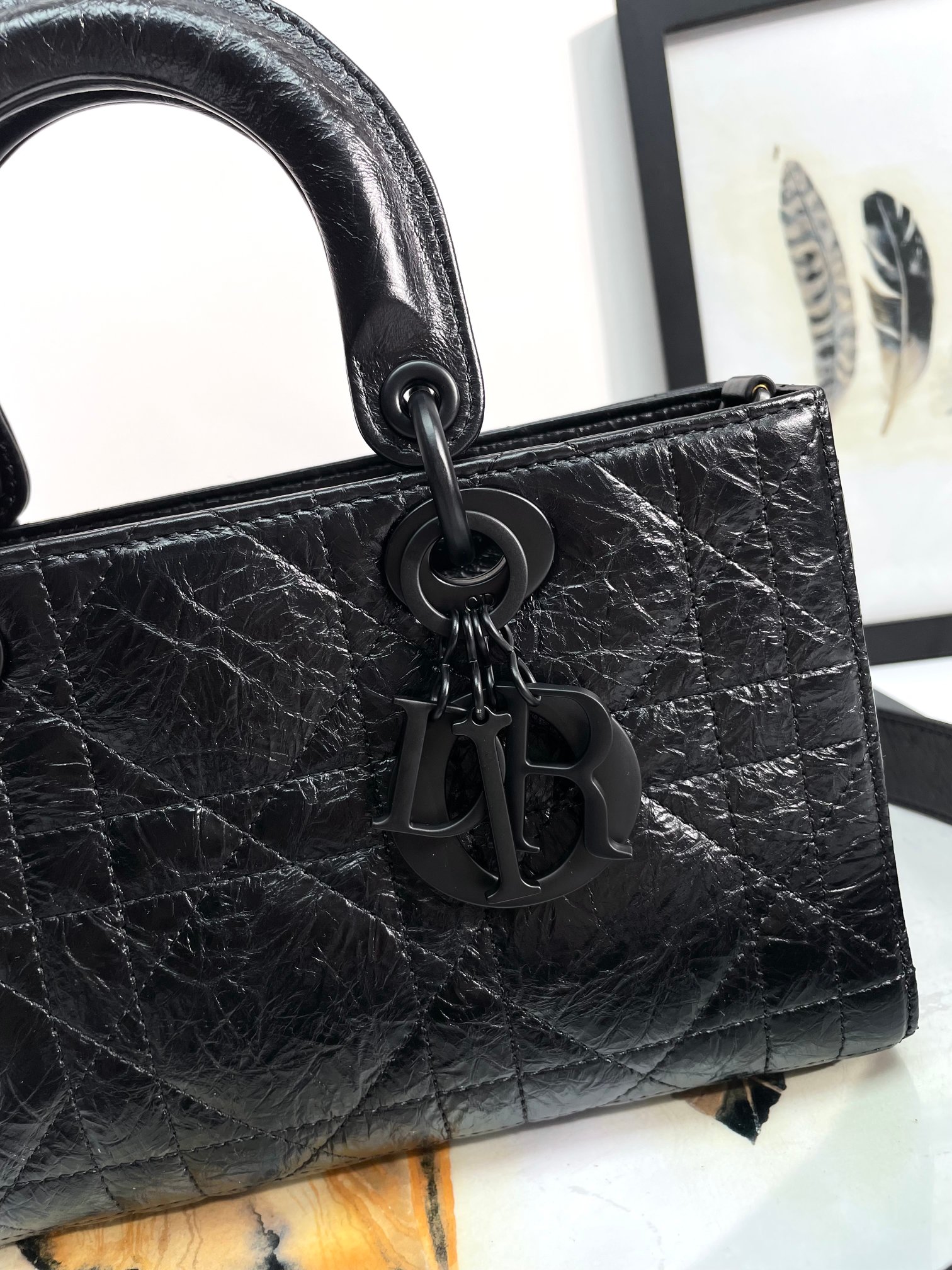 [TOP] Christian Dior Lady D-Joy Bag 26 x 15 x 8 cm  - Black