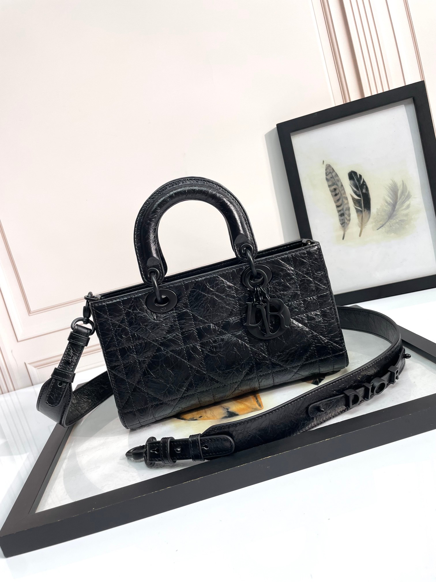 [TOP] Christian Dior Lady D-Joy Bag 26 x 15 x 8 cm  - Black