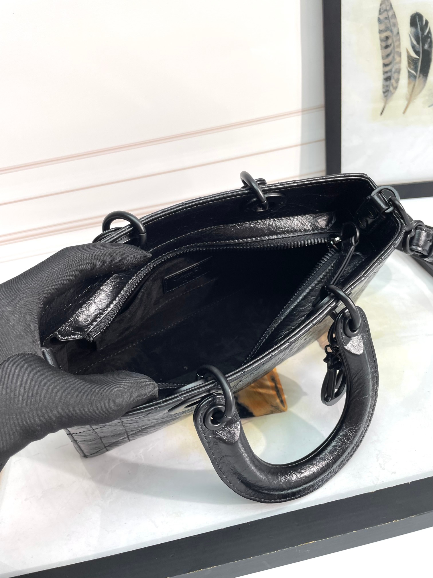 [TOP] Christian Dior Lady D-Joy Bag 26 x 15 x 8 cm  - Black