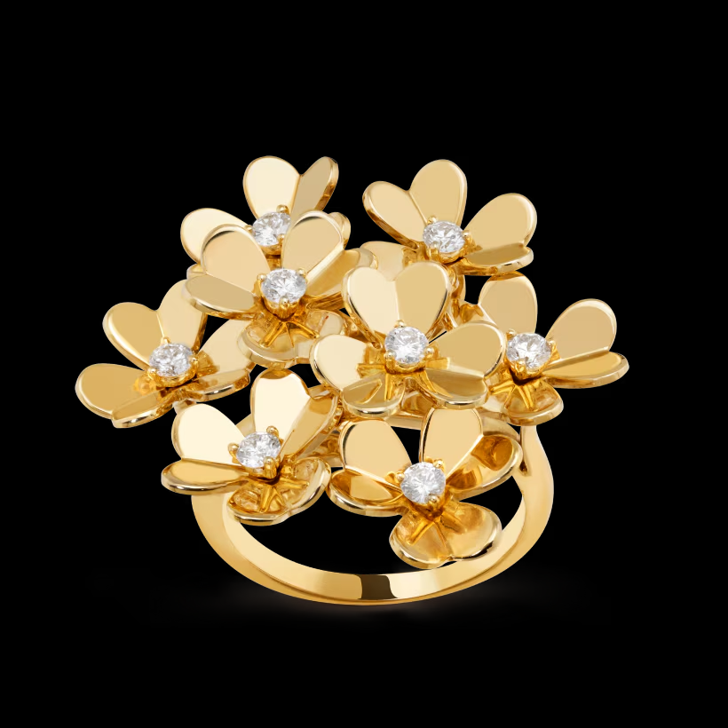 [TOP] Van Cleef & Arpels Frivole Ring With 8 flowers-Gold