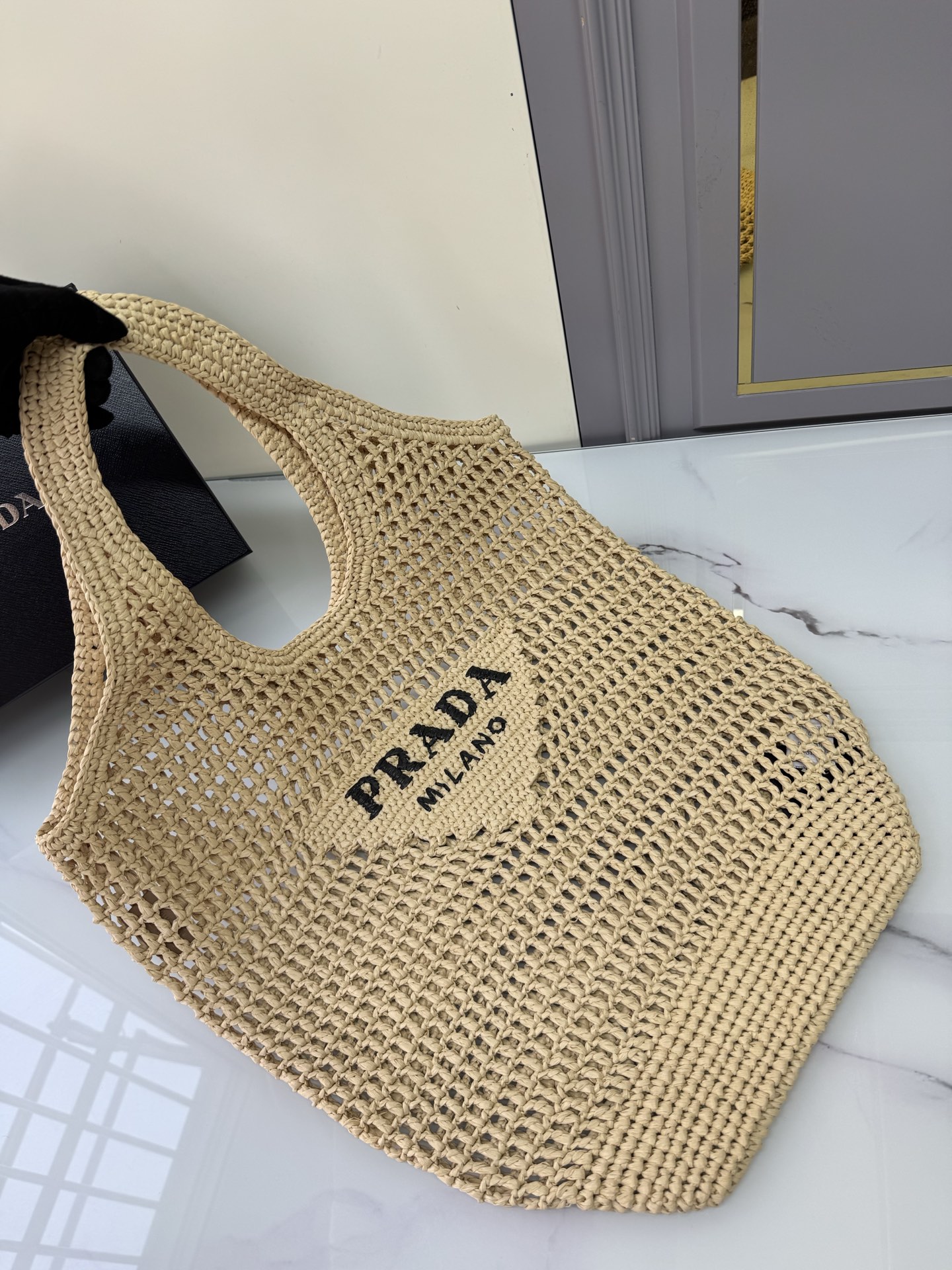 [TOP] PRADA Straw Shopping Bag 39x34cm - 4 Colour