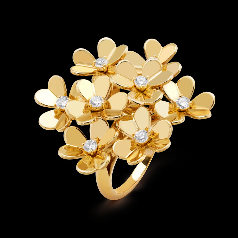 [TOP] Van Cleef & Arpels Frivole Ring With 8 flowers-Gold