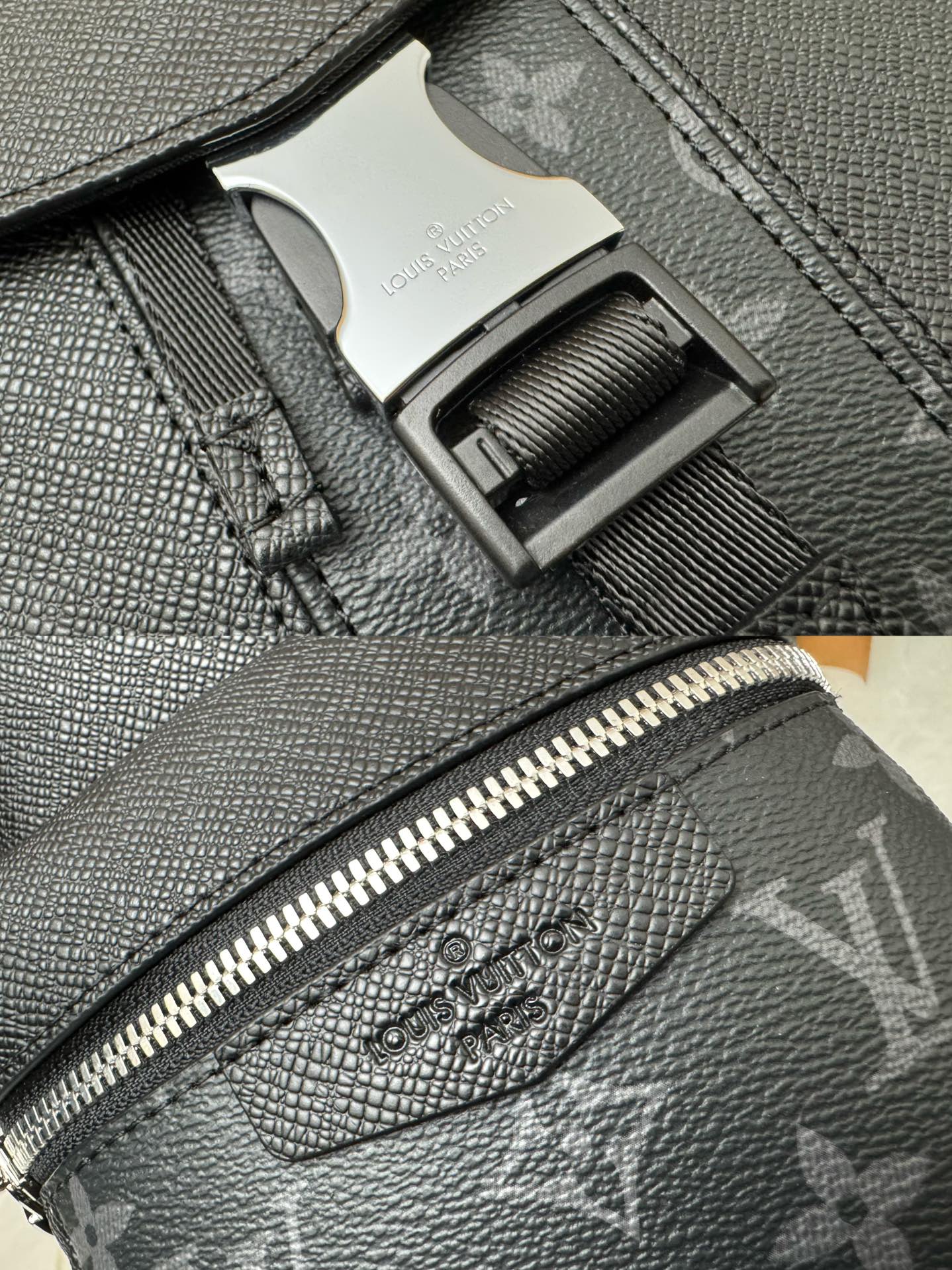 [TOP] Louis Vuitton LV Taïgarama Outdoor Backpack Taïga Leather Monogram Eclipse Canvas 37x45x19cm - Black