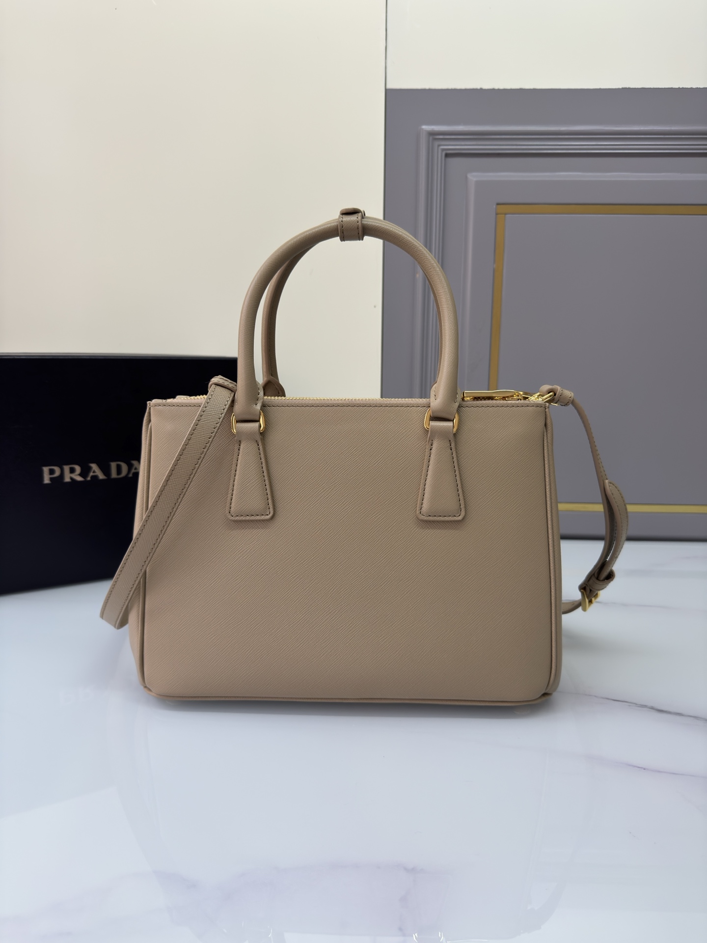 [TOP] PRADA Galleria Saffiano Bag 20x15x9.5cm/28x20x12cm - Brown