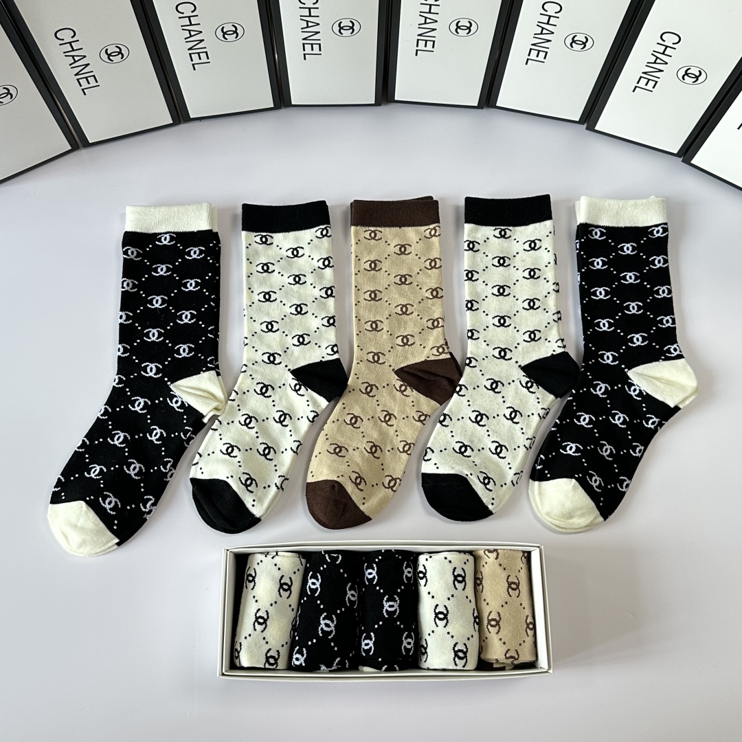 [TOP] CHANEL Socks - 5 Pieces as a Set