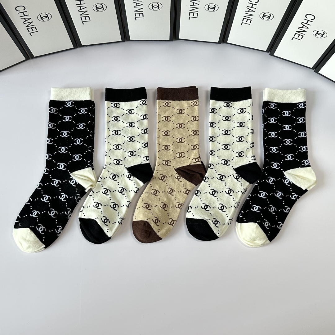 [TOP] CHANEL Socks - 5 Pieces as a Set